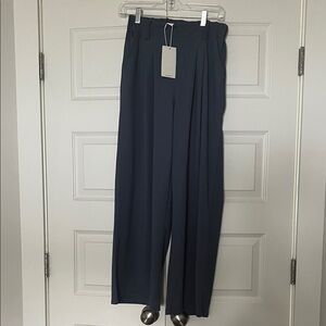Navy Wide-Leg Trousers